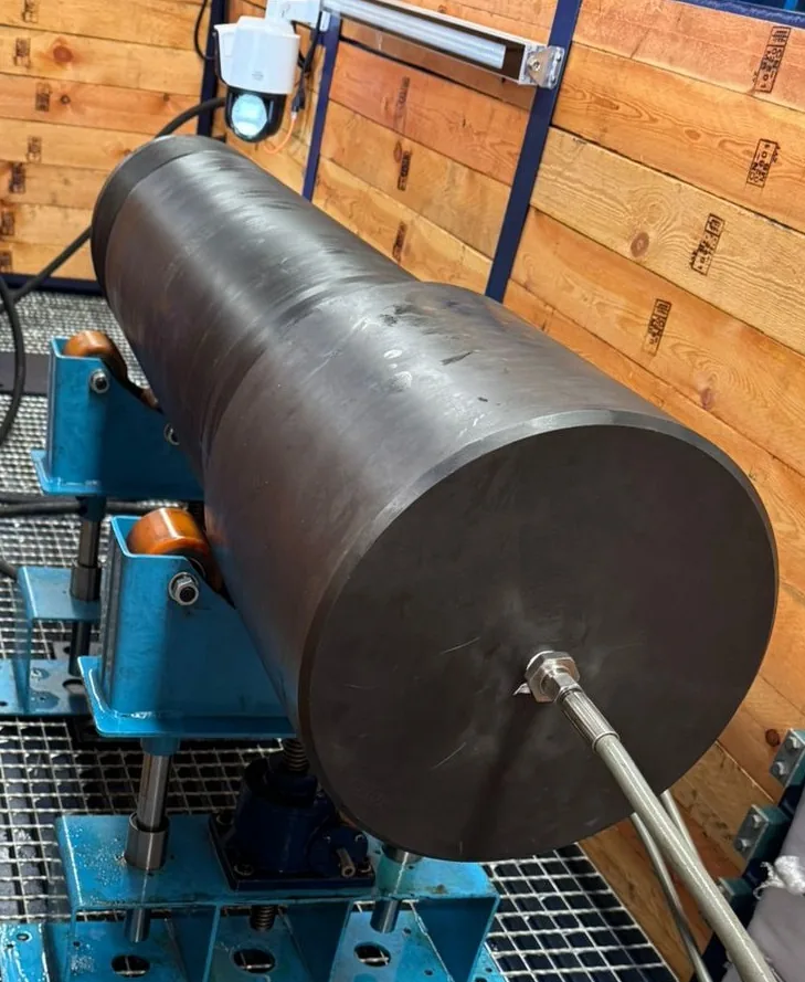 Casing test specimen with the cover removed on the MCT test bay